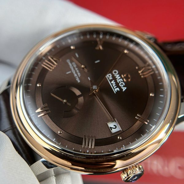 Omega De Ville Prestige Power Reserve Replica 11 Watch Dial Chocolate Leather Strap 39.5mm - Image 4