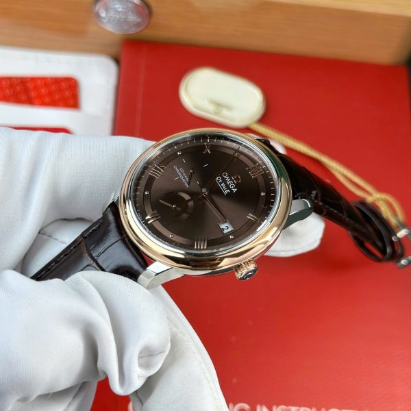 Omega De Ville Prestige Power Reserve Replica 11 Watch Dial Chocolate Leather Strap 39.5mm - Image 6