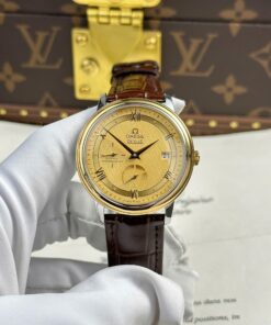 Omega De Ville Prestige Power Reserve Replica 11 Watch Yellow Dial Leather Strap 39.5mm
