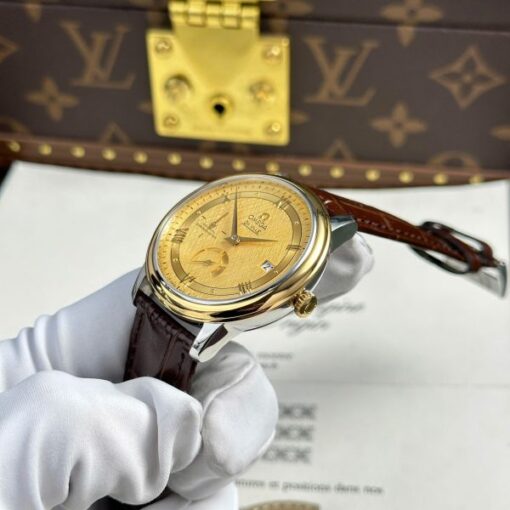 Omega De Ville Prestige Power Reserve Replica 11 Watch Yellow Dial Leather Strap 39.5mm - Image 5