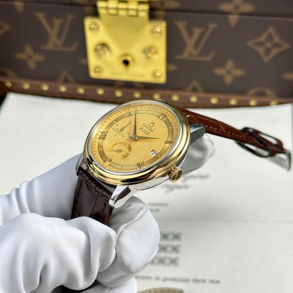 Omega De Ville Prestige Power Reserve Replica 11 Watch Yellow Dial Leather Strap 39.5mm - Image 5