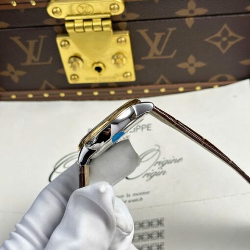 Omega De Ville Prestige Power Reserve Replica 11 Watch Yellow Dial Leather Strap 39.5mm - Image 9