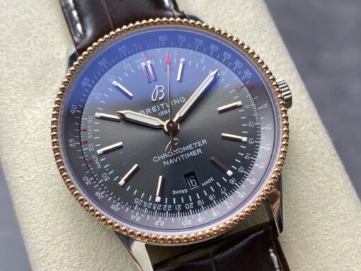 Breitling Navitimer Replica Watches Gray Dial & Leather Strap BLS Factory 41mm - Image 5