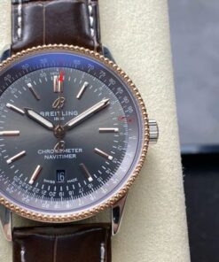 Alternative view of Breitling Navitimer Replica Watches Gray Dial & Leather Strap BLS Factory 41mm