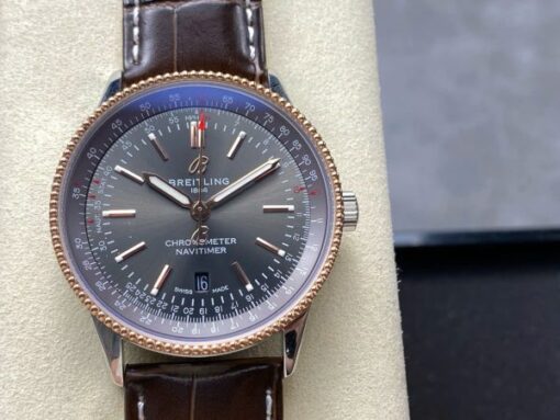 Breitling Navitimer Replica Watches Gray Dial & Leather Strap BLS Factory 41mm - Image 2