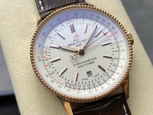 Breitling Navitimer Rose Gold White Dial Best Replica Watch BLS Factory 41mm - Image 5