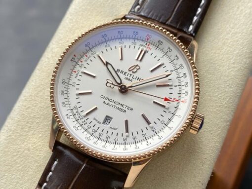 Breitling Navitimer Rose Gold White Dial Best Replica Watch BLS Factory 41mm - Image 4