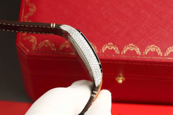 Cartier Santos White Dial Replica Watch Custom Diamonds Moissanite BV Factory 39.8mm - Image 11