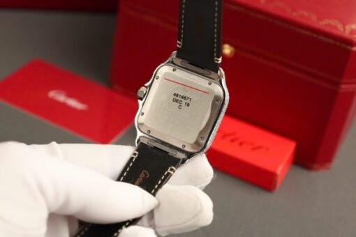 Cartier Santos White Dial Replica Watch Custom Diamonds Moissanite BV Factory 39.8mm - Image 12