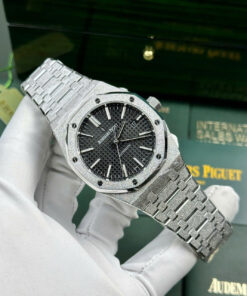 Audemars Piguet Copies Watches Royal Oak Frosted Gold 15410BC Dial Black APS Factory 41mm