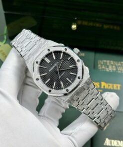 Alternative view of Audemars Piguet Copies Watches Royal Oak Frosted Gold 15410BC Dial Black APS Factory 41mm