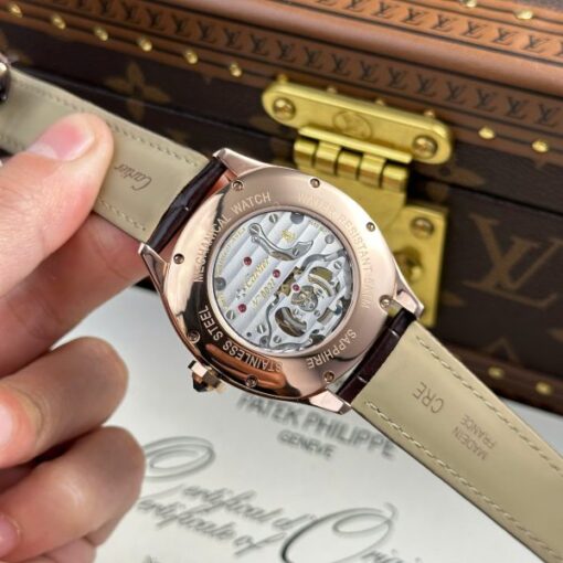 Cartier Drive Tourbillon Replica Watch Dial Guiloche Motif Leather Strap 41mm - Image 13