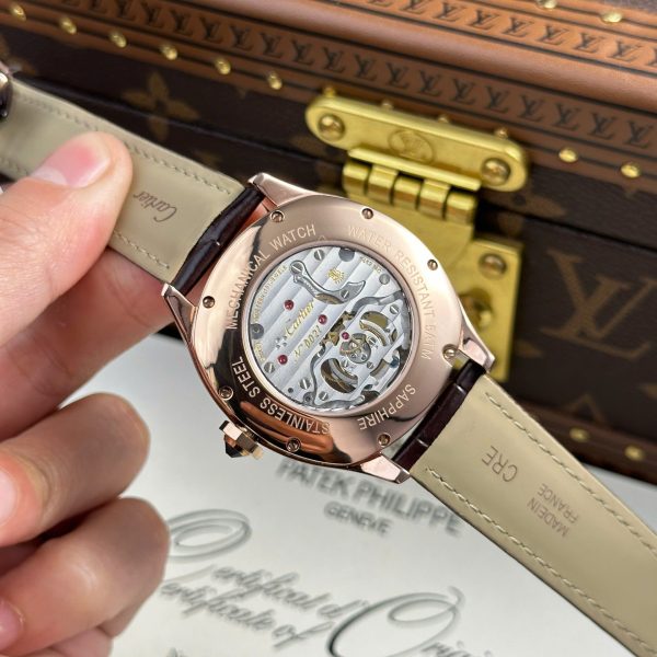 Cartier Drive Tourbillon Replica Watch Dial Guiloche Motif Leather Strap 41mm - Image 13