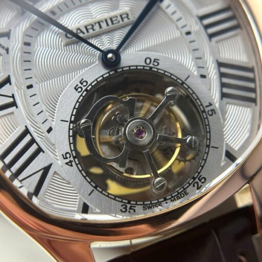 Cartier Drive Tourbillon Replica Watch Dial Guiloche Motif Leather Strap 41mm - Image 6