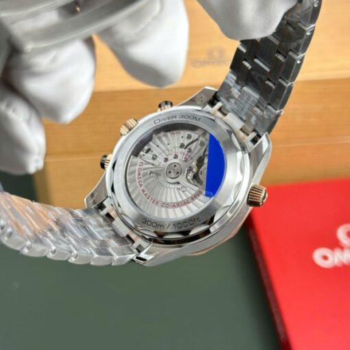 Omega Dial Black Copies Watches Seamaster Diver 300M Chronograph Demi Rose Gold N1 Factory 44mm - Image 9