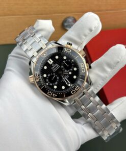 Omega Dial Black Copies Watches Seamaster Diver 300M Chronograph Demi Rose Gold N1 Factory 44mm
