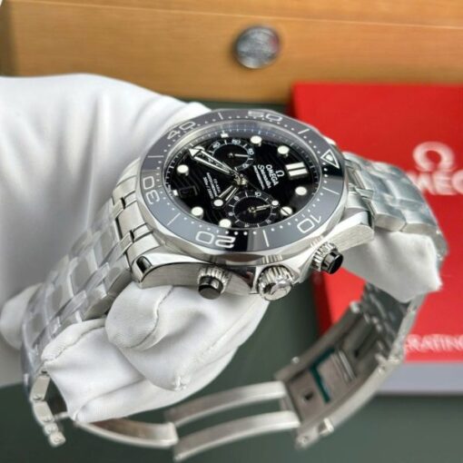 Omega Copies Watches Seamaster Diver 300M Chronograph Dial Black N1 Factory 44mm - Image 6