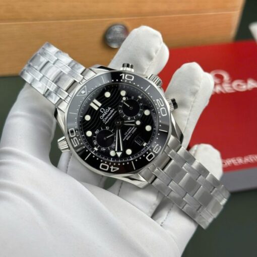 Omega Copies Watches Seamaster Diver 300M Chronograph Dial Black N1 Factory 44mm - Image 4