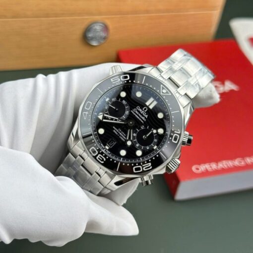 Omega Copies Watches Seamaster Diver 300M Chronograph Dial Black N1 Factory 44mm - Image 3