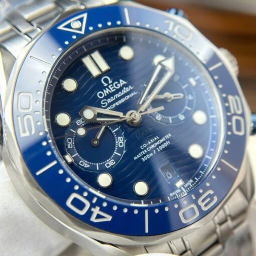 Omega Best Copies Watches Seamaster Diver 300M Chronograph Dial Blue N1 Factory 44mm - Image 4