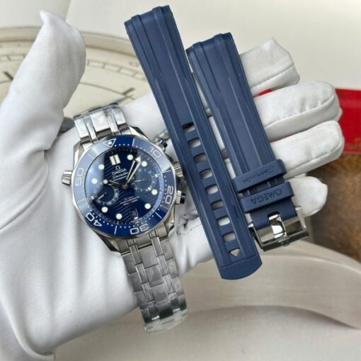 Omega Best Copies Watches Seamaster Diver 300M Chronograph Dial Blue N1 Factory 44mm - Image 2