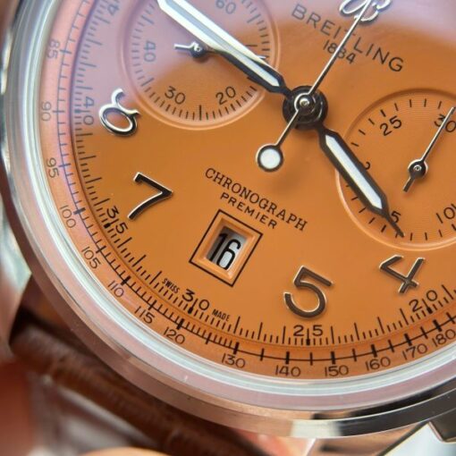 Breitling Premier B01 Chronograph Replica Watch Dial Orange BLS Factory 42mm - Image 8
