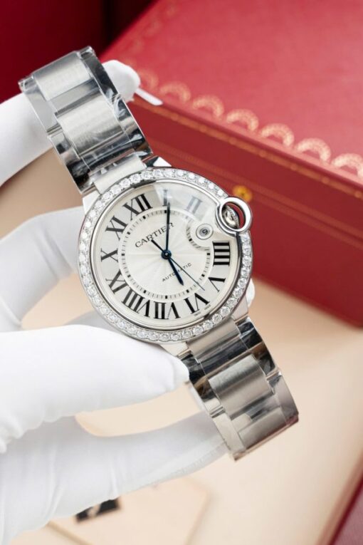 Cartier Ballon Bleu WE9009Z3 White Dial Replica Watch Bezel Diamond Moissanite AF Factory 42mm - Image 2