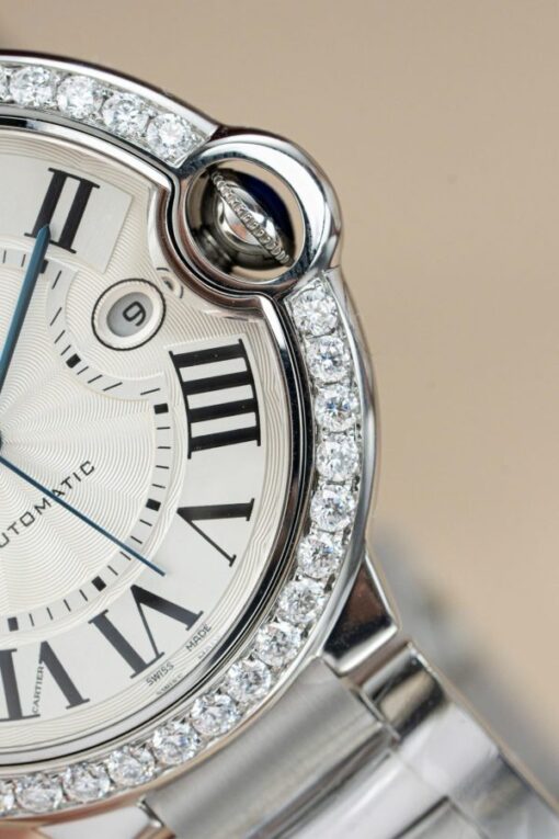 Cartier Ballon Bleu WE9009Z3 White Dial Replica Watch Bezel Diamond Moissanite AF Factory 42mm - Image 13