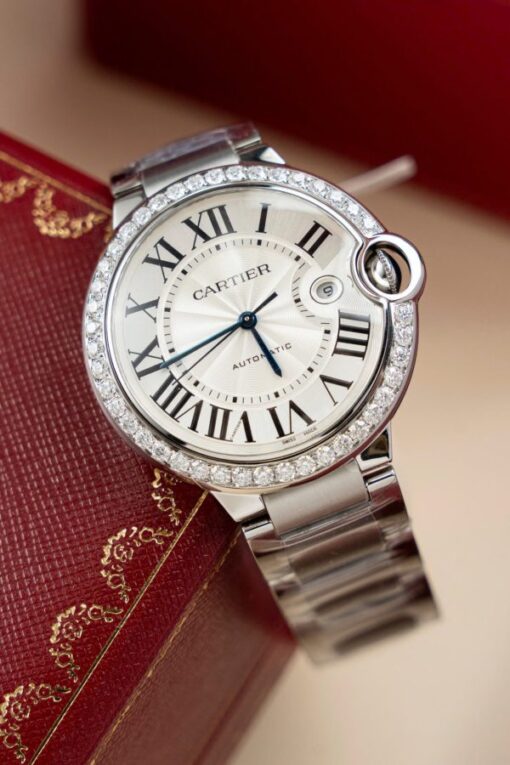Cartier Ballon Bleu WE9009Z3 White Dial Replica Watch Bezel Diamond Moissanite AF Factory 42mm - Image 5