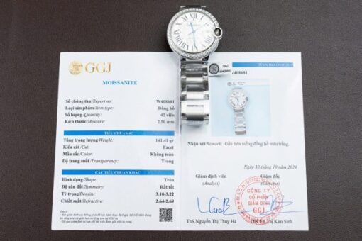 Cartier Ballon Bleu WE9009Z3 White Dial Replica Watch Bezel Diamond Moissanite AF Factory 42mm - Image 3