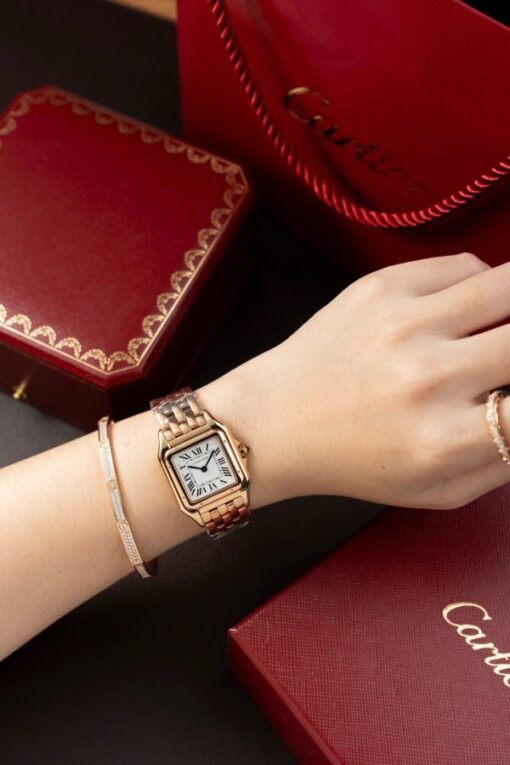 Cartier Panthere W2PN0007 White Dial Fake Watch Rose Gold 27x37mm - Image 5