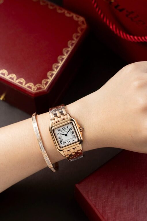 Cartier Panthere W2PN0007 White Dial Fake Watch Rose Gold 27x37mm - Image 4