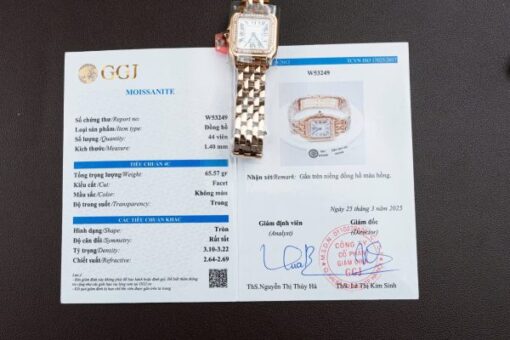 Cartier Panthere WJPN0009 Rose Gold Replica Watches Bezel Diamonds Moissanite 27x37mm - Image 3