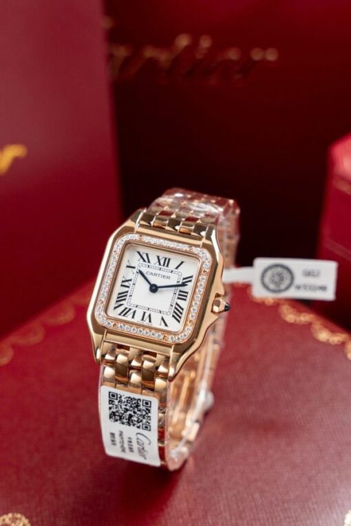 Cartier Panthere WJPN0009 Rose Gold Replica Watches Bezel Diamonds Moissanite 27x37mm - Image 4