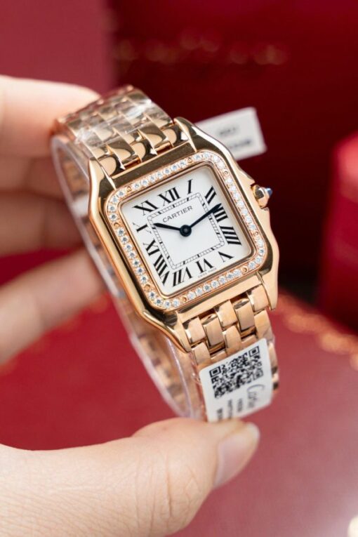Cartier Panthere WJPN0009 Rose Gold Replica Watches Bezel Diamonds Moissanite 27x37mm - Image 5