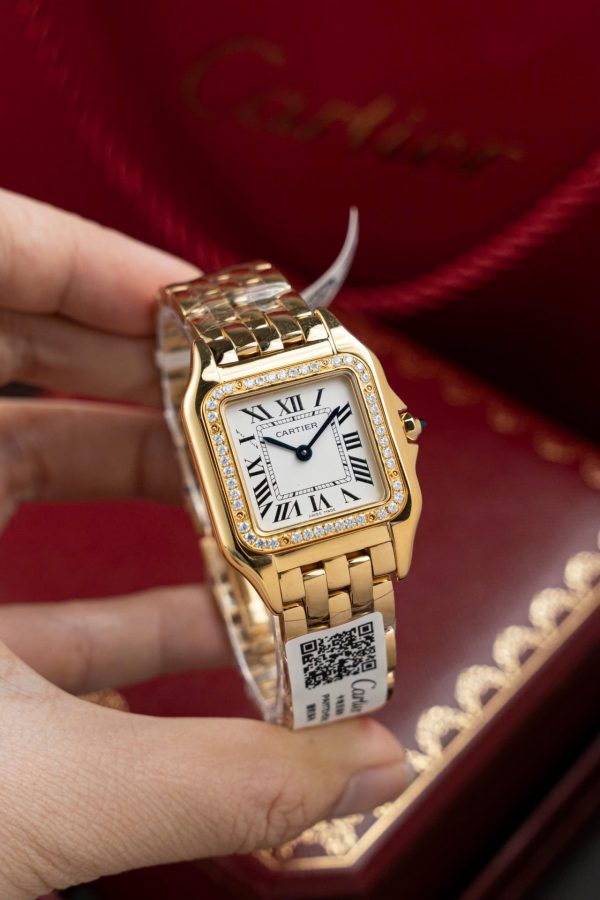Cartier Panthere WJPN0015 White Dial Replica Watch Bezel Diamonds Moissanite 27x37mm - Image 2