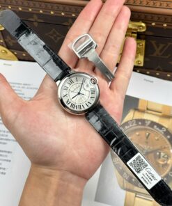 Cartier Ballon Bleu Replica 11 Watch White Dial Leather Strap AF Factory 40mm