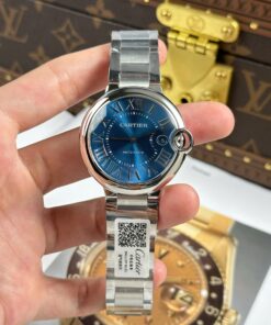 Cartier Ballon Bleu Copies Watches Blue Dial Metal Wire AF Factory 40mm