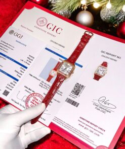 Cartier Santos Dumont WJSA0017 Red Copies Watches 18K Gold Wrapped + Diamonds Moissanite 33x38mm