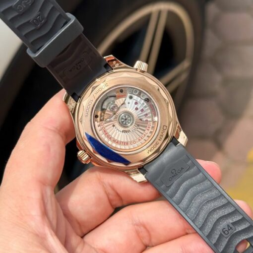 Omega Seamaster Diver 300M Sedna Rose Gold Copies Watches Black Dial 42mm - Image 9