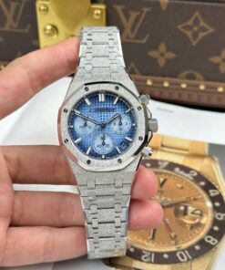 Audemars Piguet Best Replica Watches Royal Oak Chronograph Frosted Gold 26240 Blue Dial APS Factory 41mm