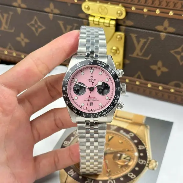 Tudor Luxury Fake Watches Black Bay Chronograph Pink Dial TW Factory 41mm - Image 2