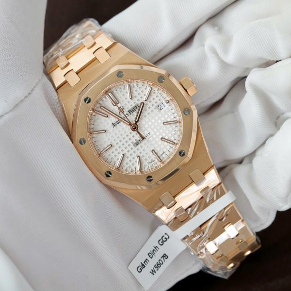Audemars Piguet White Dial Imitation Watches 18K Gold Wrapped Custom 37mm - Image 4
