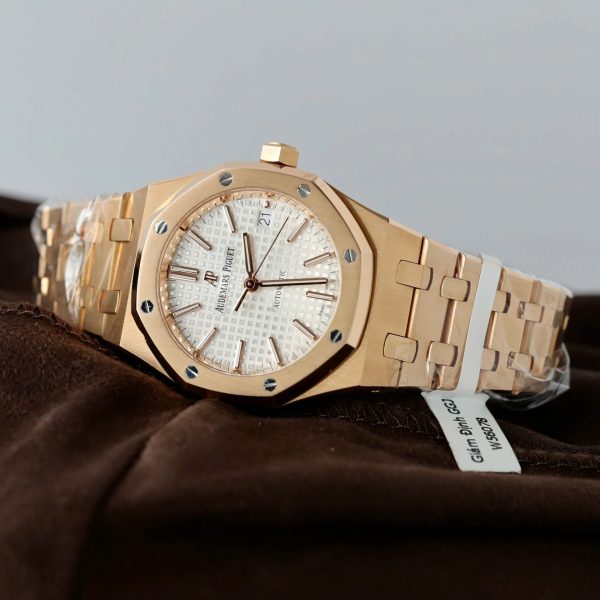 Audemars Piguet White Dial Imitation Watches 18K Gold Wrapped Custom 37mm - Image 5