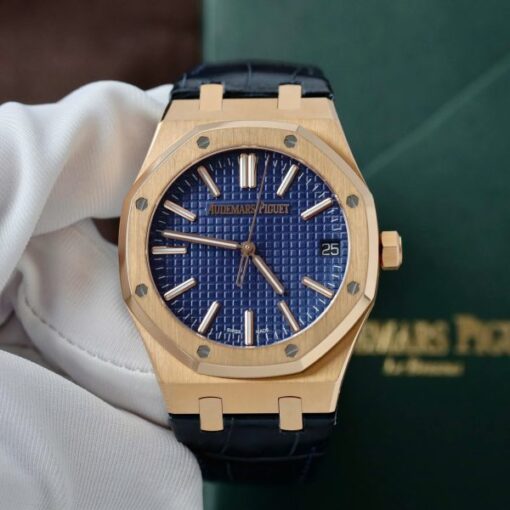 Audemars Piguet 15510R Royal Oak 50th Anniversary Dial Blue Imitation Watches 18K Gold Wrapped APS Factory 41mm - Image 4