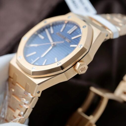 Audemars Piguet 15510R Royal Oak 50th Anniversary Dial Blue Replica Watches 18K Gold Wrapped 41mm - Image 8