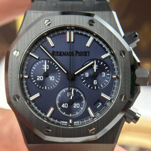 Audemars Piguet Imitation Watch Royal Oak Chronograph 26240 Black Ceramic Charcoal Blue Dial APS 41mm - Image 5