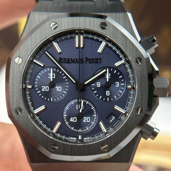 Audemars Piguet Imitation Watch Royal Oak Chronograph 26240 Black Ceramic Charcoal Blue Dial APS 41mm - Image 5