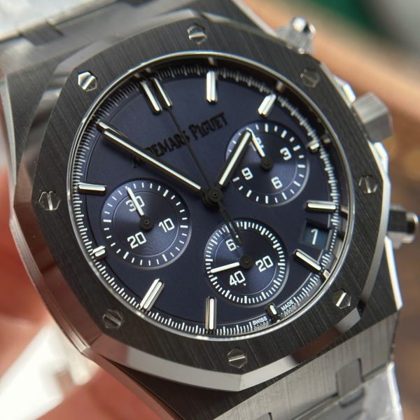 Audemars Piguet Imitation Watch Royal Oak Chronograph 26240 Black Ceramic Charcoal Blue Dial APS 41mm - Image 6
