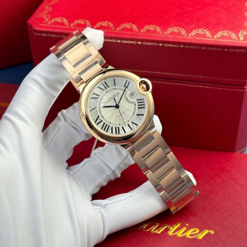 Cartier Ballon Bleu Rose Gold Replica Watches Men’s White Dial AF Factory 42mm